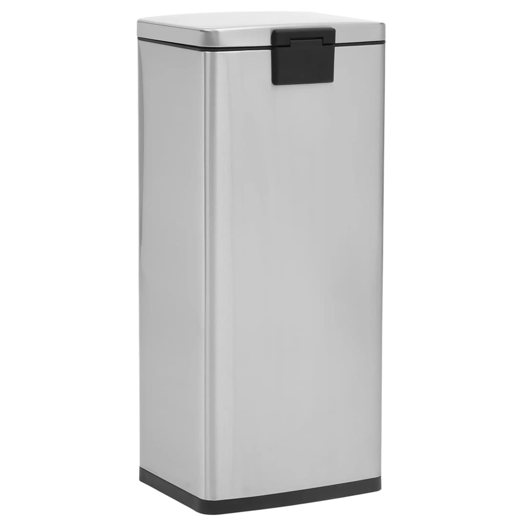 vidaXL Poubelle à pédale anti-empreinte 30 L Argenté Acier inoxydable