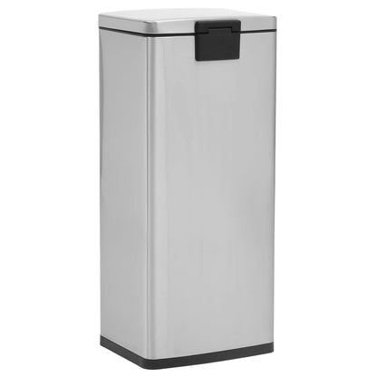 vidaXL Poubelle à pédale anti-empreinte 30 L Argenté Acier inoxydable