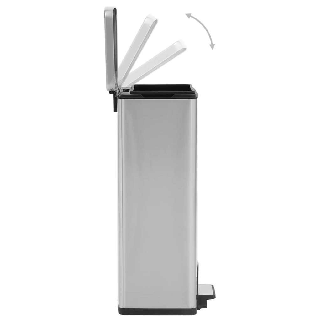 vidaXL Poubelle à pédale anti-empreinte 30 L Argenté Acier inoxydable