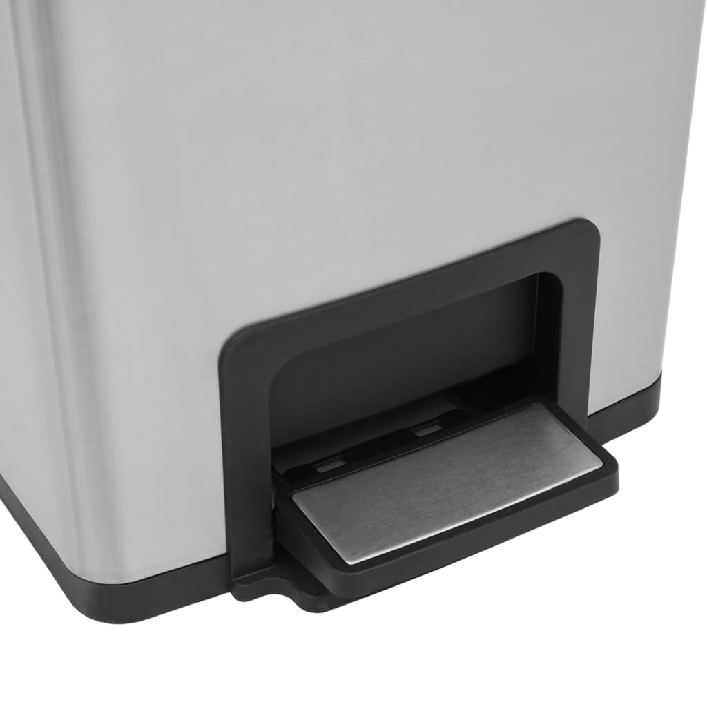vidaXL Poubelle à pédale anti-empreinte 30 L Argenté Acier inoxydable