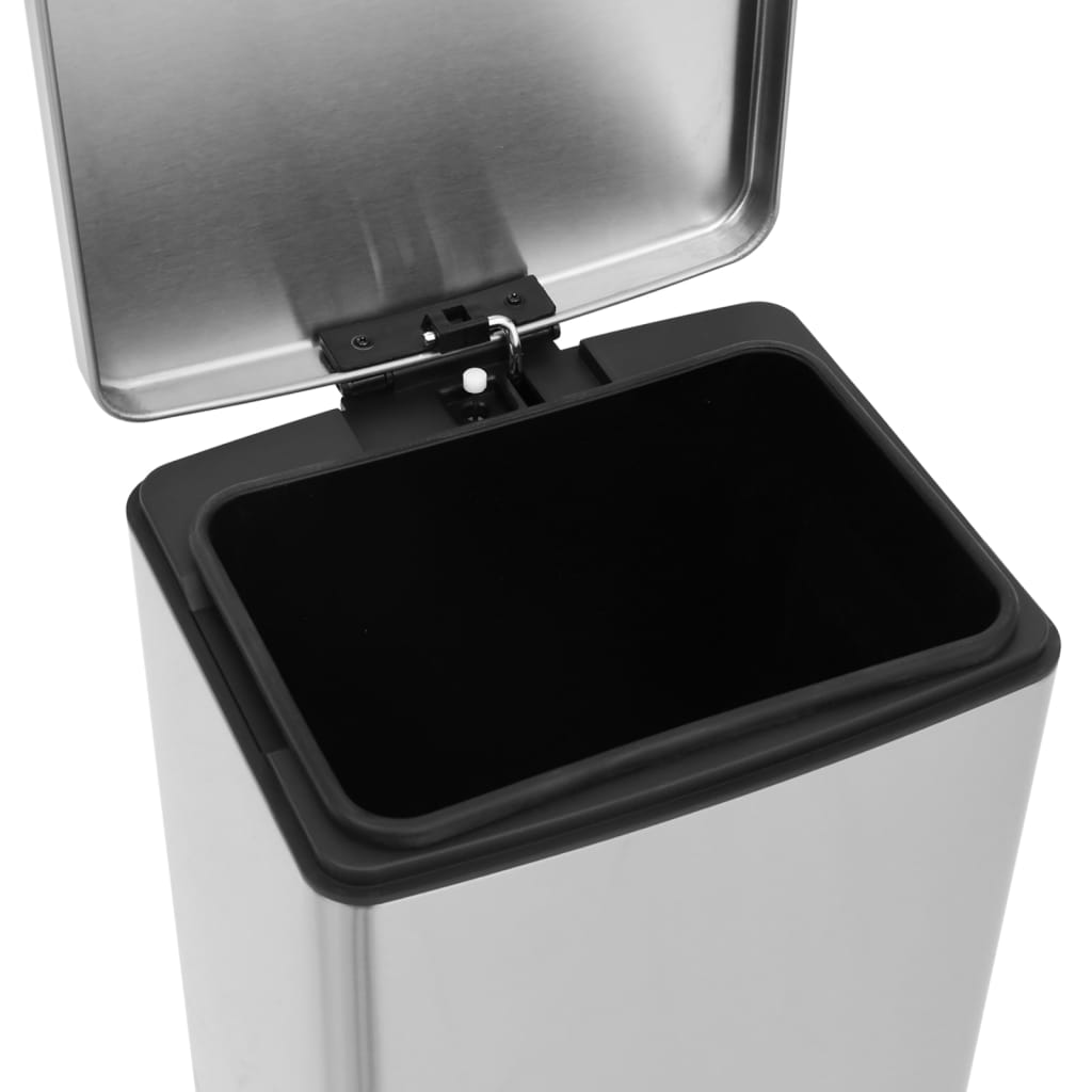 vidaXL Poubelle à pédale anti-empreinte 30 L Argenté Acier inoxydable