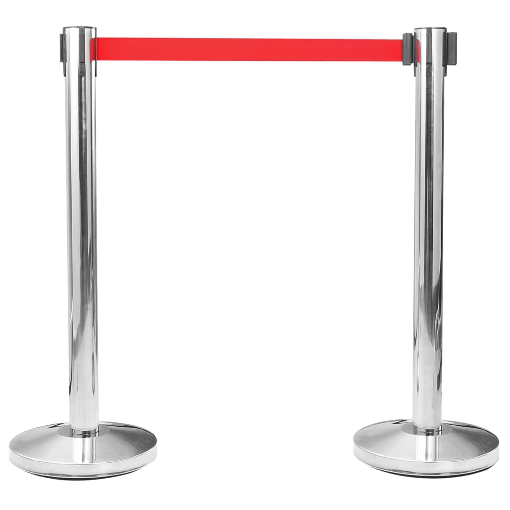 vidaXL Colonnes avec bandes 4 pcs Barrière d'aéroport Inox Argenté