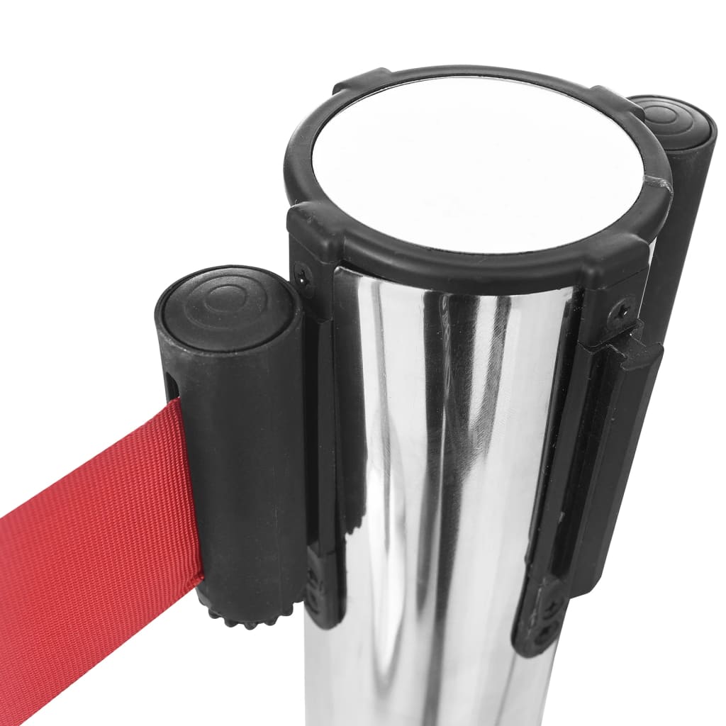 vidaXL Colonnes avec bandes 4 pcs Barrière d'aéroport Inox Argenté