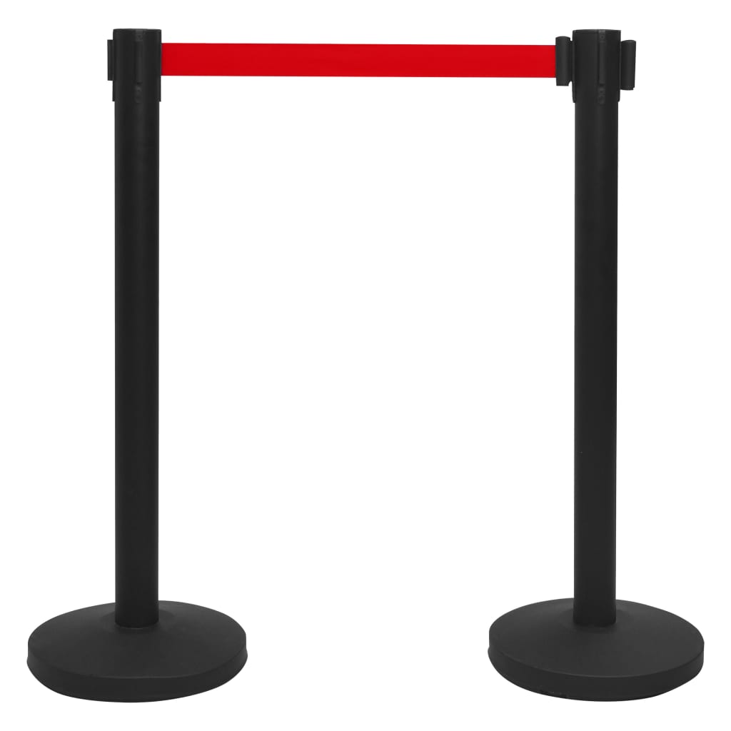 vidaXL Colonnes avec bandes 4 pcs Barrière d'aéroport Fer Noir