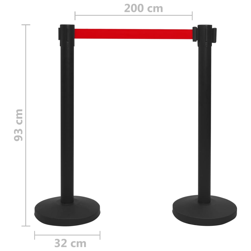 vidaXL Colonnes avec bandes 4 pcs Barrière d'aéroport Fer Noir