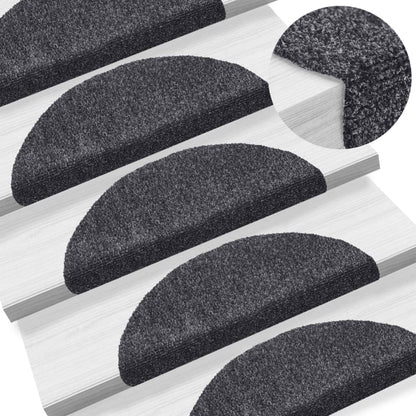 vidaXL Tapis autoadhésifs de marches 10 pcs Gris foncé 56x17x3 cm