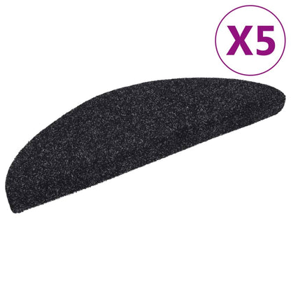 vidaXL Tapis autoadhésifs de marches 5 pcs Noir 56x17x3 cm Aiguilleté