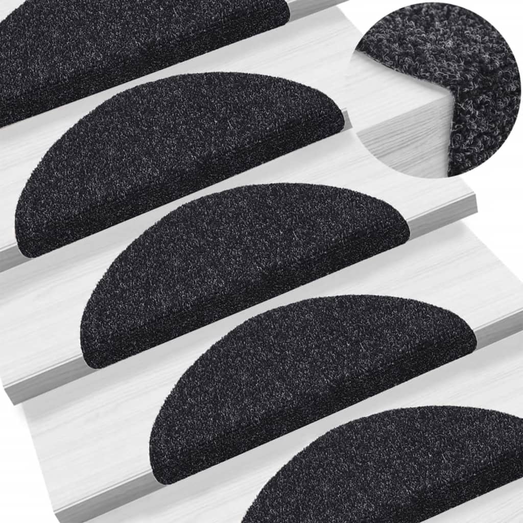 vidaXL Tapis autoadhésifs de marches 5 pcs Noir 56x17x3 cm Aiguilleté