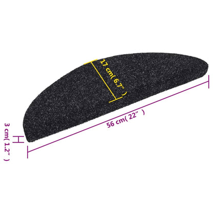 vidaXL Tapis autoadhésifs de marches 10 pcs Noir 56x17x3 cm Aiguilleté