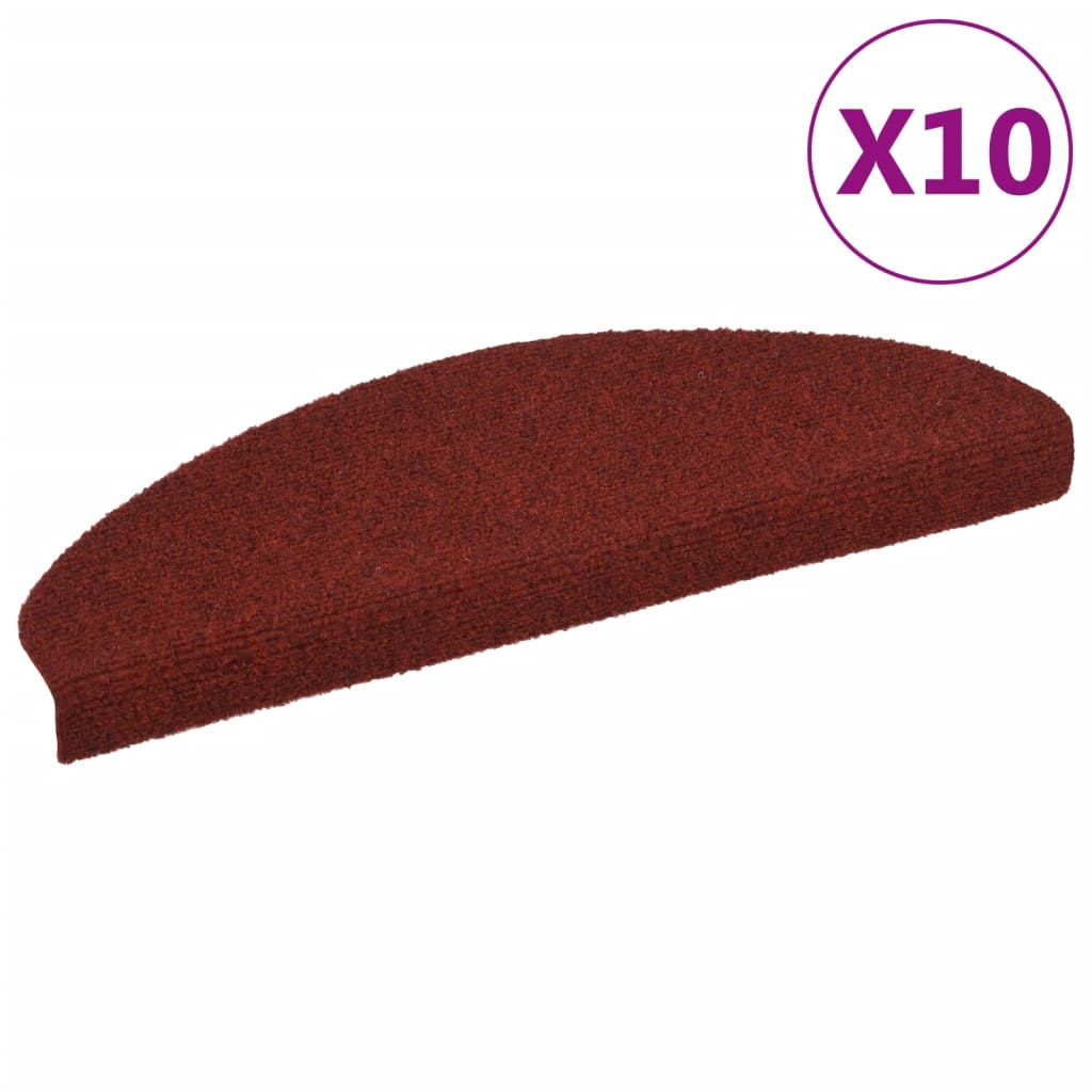 vidaXL Tapis autoadhésifs de marches 10 pcs Rouge 65x21x4cm Aiguilleté