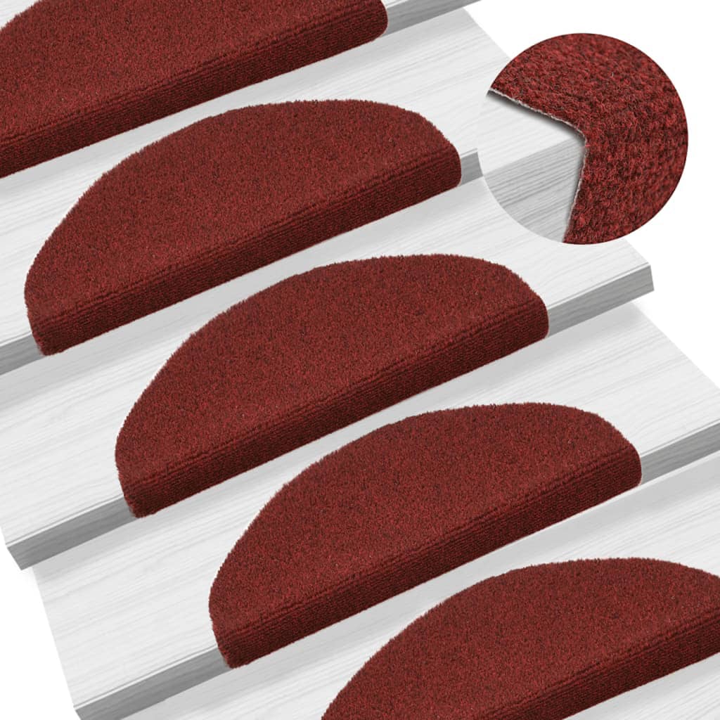 vidaXL Tapis autoadhésifs de marches 10 pcs Rouge 65x21x4cm Aiguilleté
