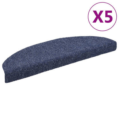 vidaXL Tapis autoadhésifs de marches 5 pcs Bleu 65x21x4 cm Aiguilleté