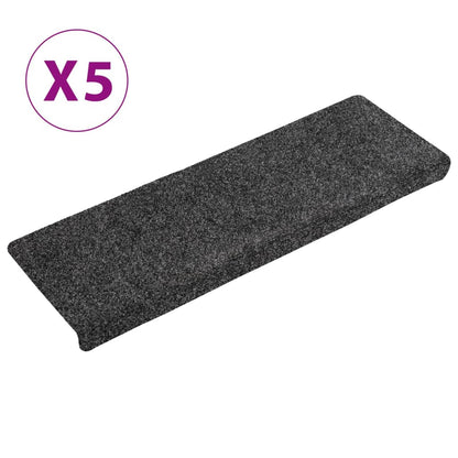 vidaXL Tapis de marches d'escalier 5 pcs Gris 65x21x4 cm Aiguilleté
