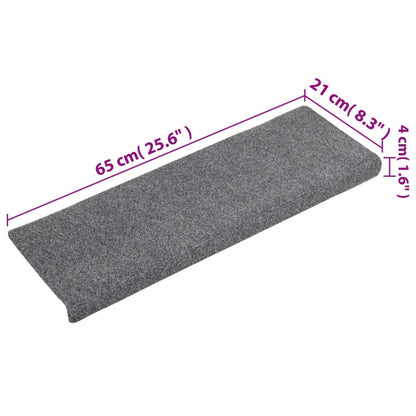 vidaXL Tapis de marches d'escalier 5 pcs Gris 65x21x4 cm Aiguilleté