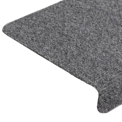vidaXL Tapis de marches d'escalier 10 pcs Gris 65x21x4 cm Aiguilleté