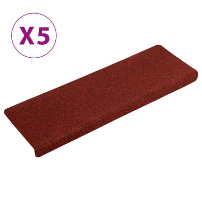 vidaXL Tapis de marches d'escalier 5 pcs Bordeaux 65x21x4cm Aiguilleté
