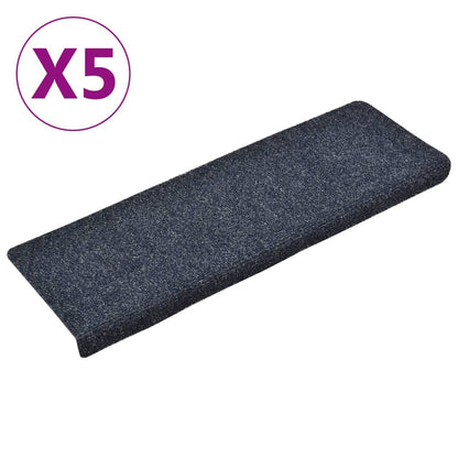 vidaXL Tapis d'escalier 5 pcs Tissu aiguilleté 65x21x4 cm Anthracite