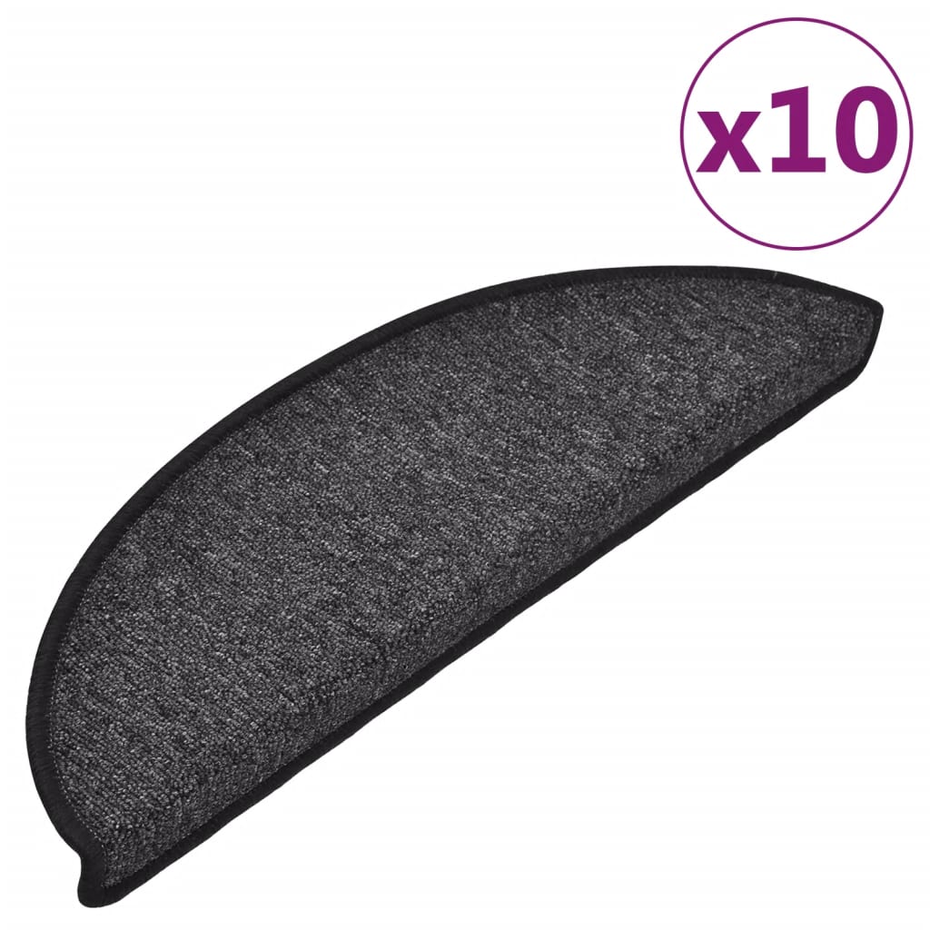 vidaXL Tapis d'escalier 10 pcs 56x17x3 cm Anthracite