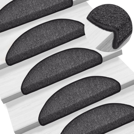 vidaXL Tapis d'escalier 10 pcs 56x17x3 cm Anthracite