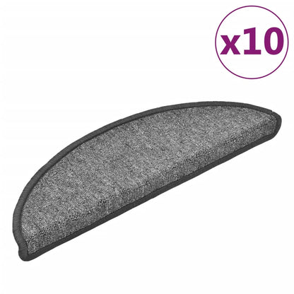 vidaXL Tapis d'escalier 10 pcs 56x17x3 cm Gris foncé