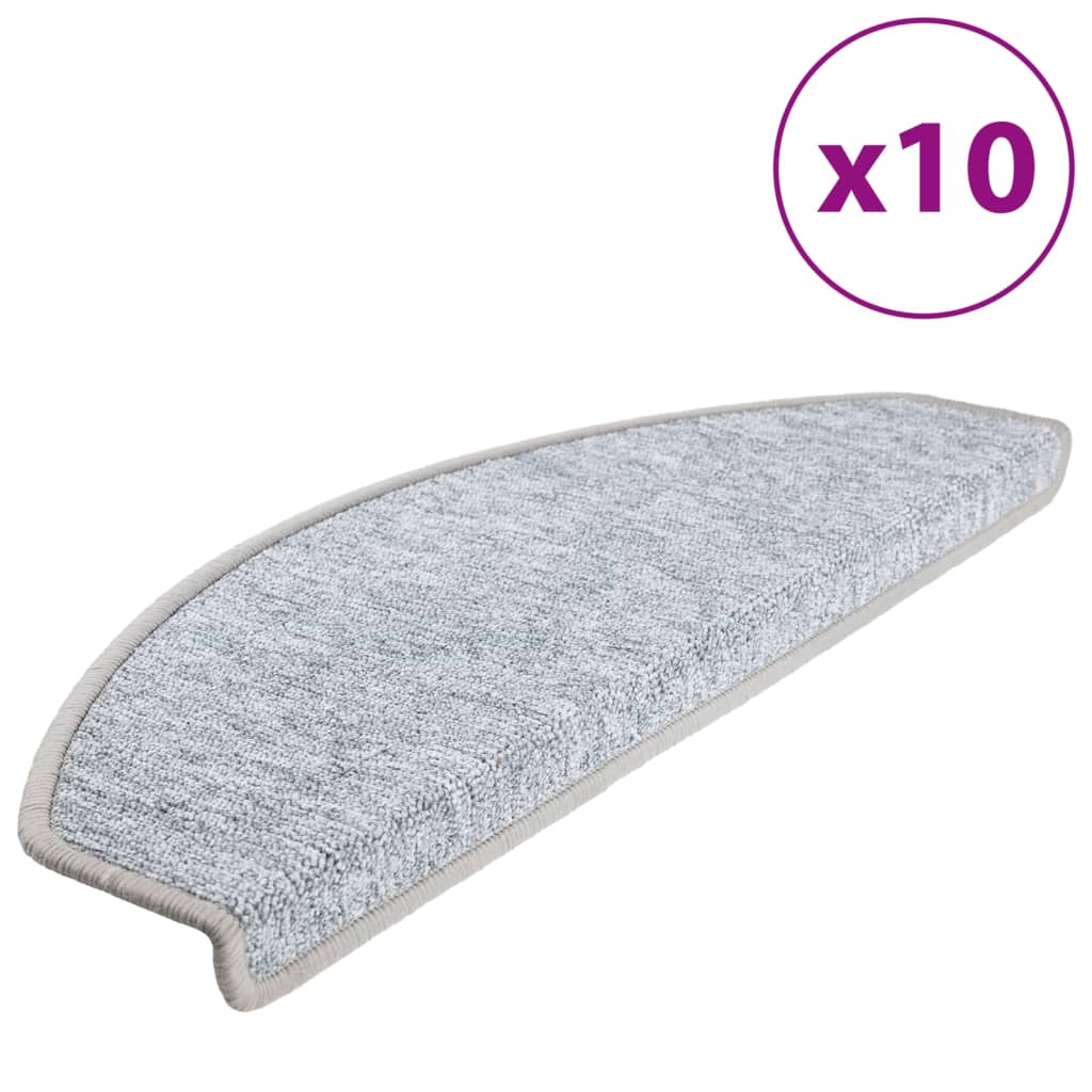 vidaXL Tapis d'escalier 10 pcs 65x24x4 cm Gris clair