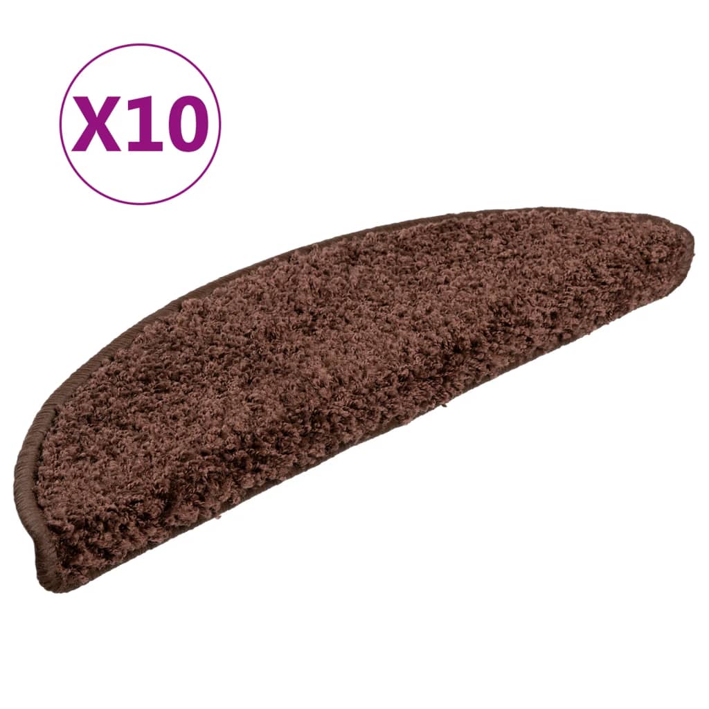 vidaXL Tapis d'escalier 10 pcs 56x17x3 cm Marron