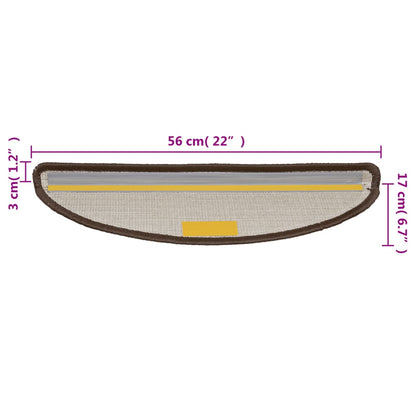 vidaXL Tapis d'escalier 10 pcs 56x17x3 cm Marron