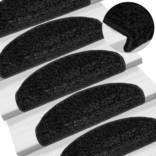 vidaXL Tapis d'escalier 10 pcs 65x21x4 cm Noir
