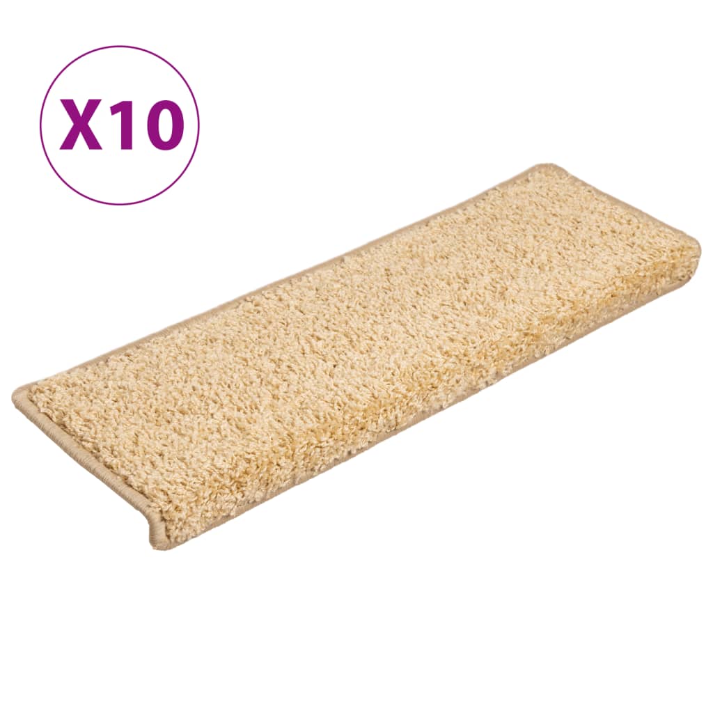 vidaXL Tapis d'escalier 10 pcs 65x21x4 cm Marron