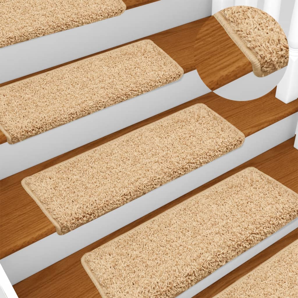 vidaXL Tapis d'escalier 10 pcs 65x21x4 cm Marron