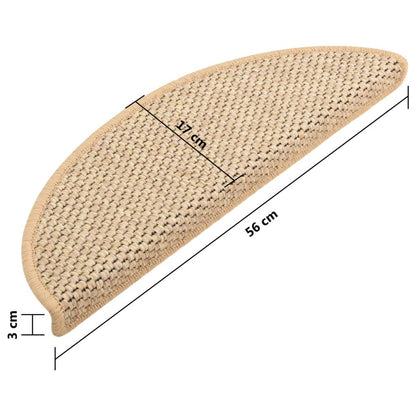 vidaXL Tapis d'escalier autocollants 15 pcs 56x17x3 cm Beige clair