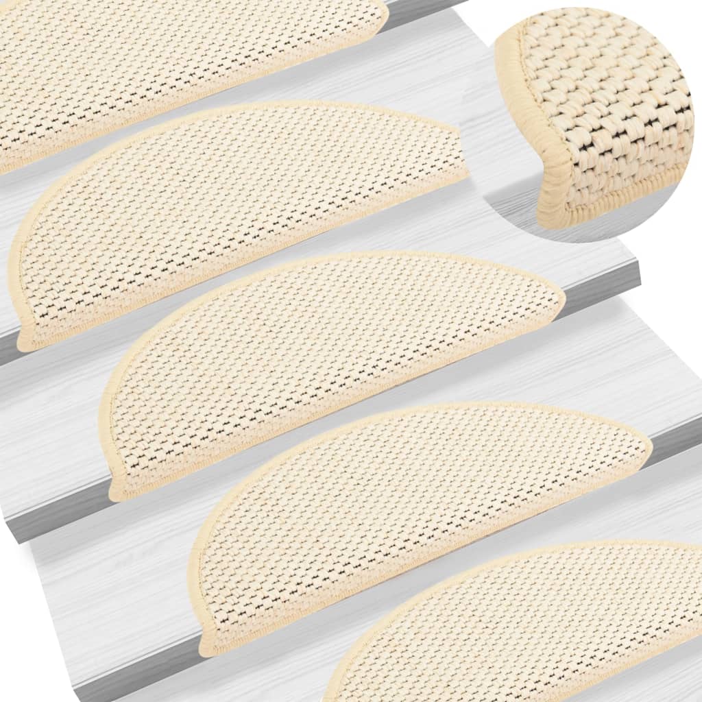 vidaXL Tapis d'escalier autocollants 15 pcs 56x17x3 cm Crème