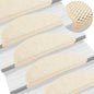 vidaXL Tapis d'escalier autocollants 15 pcs 56x17x3 cm Crème