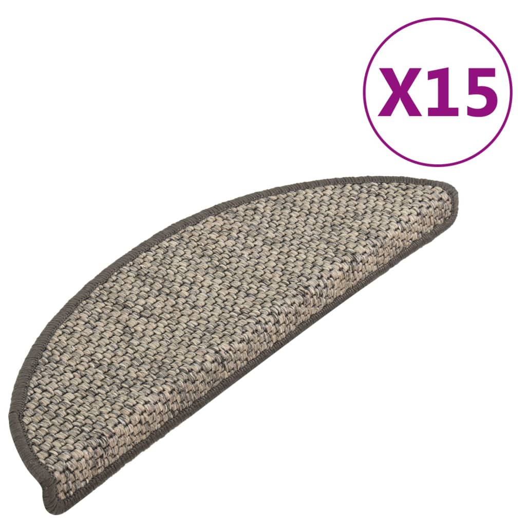 vidaXL Tapis d'escalier autocollants 15 pcs 65x21x4 cm Anthracite