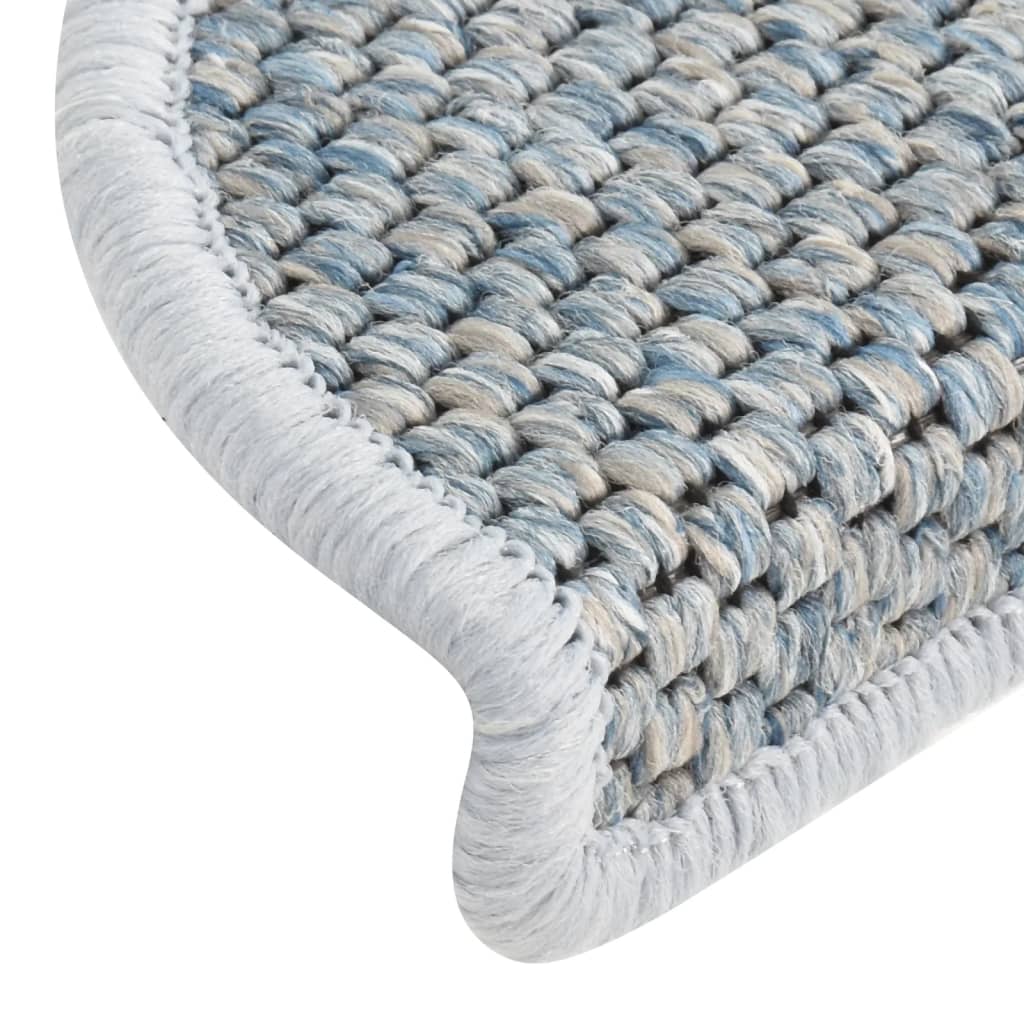 vidaXL Tapis d'escalier autocollants 15 pcs 65x21x4 cm Bleu