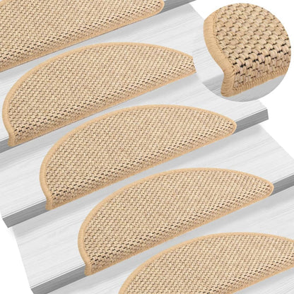 vidaXL Tapis d'escalier autocollants 15 pcs 65x21x4 cm Beige clair