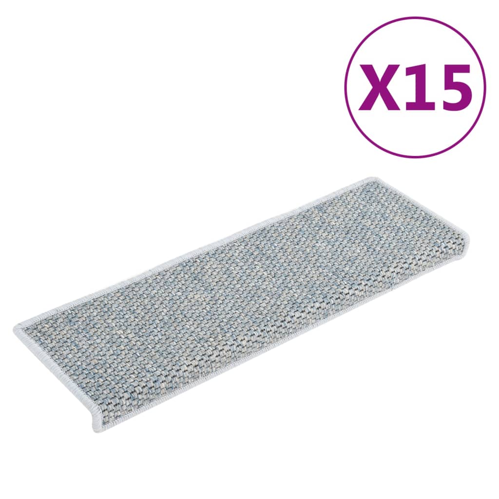 vidaXL Tapis d'escalier autocollants 15 pcs 65x21x4 cm Bleu