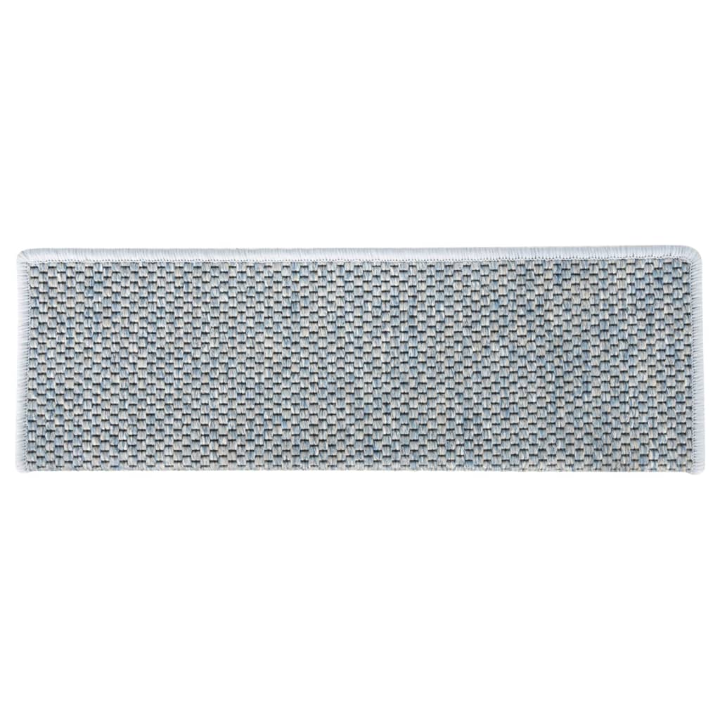 vidaXL Tapis d'escalier autocollants 15 pcs 65x21x4 cm Bleu