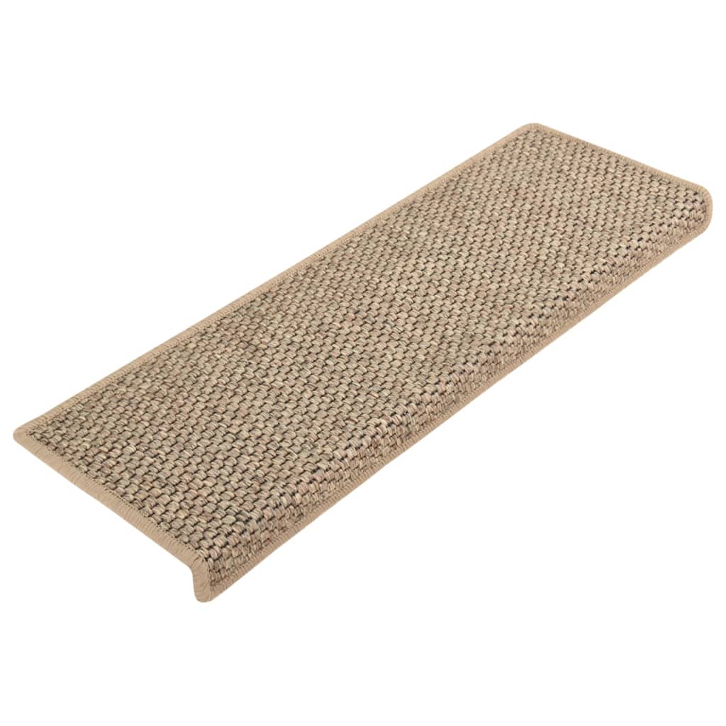 vidaXL Tapis d'escalier autocollants 15 pcs 65x21x4 cm Beige foncé