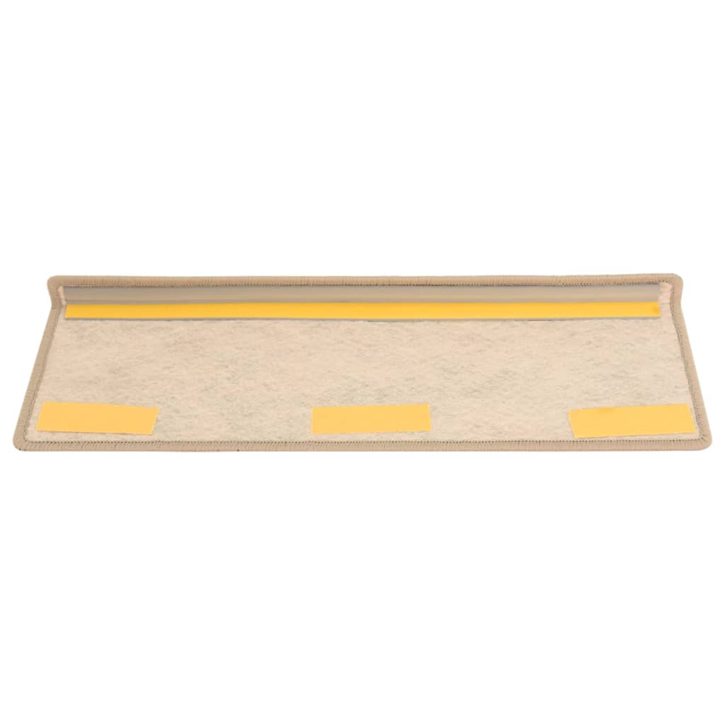 vidaXL Tapis d'escalier autocollants 15 pcs 65x21x4 cm Beige foncé