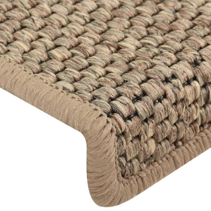 vidaXL Tapis d'escalier autocollants 15 pcs 65x21x4 cm Beige foncé