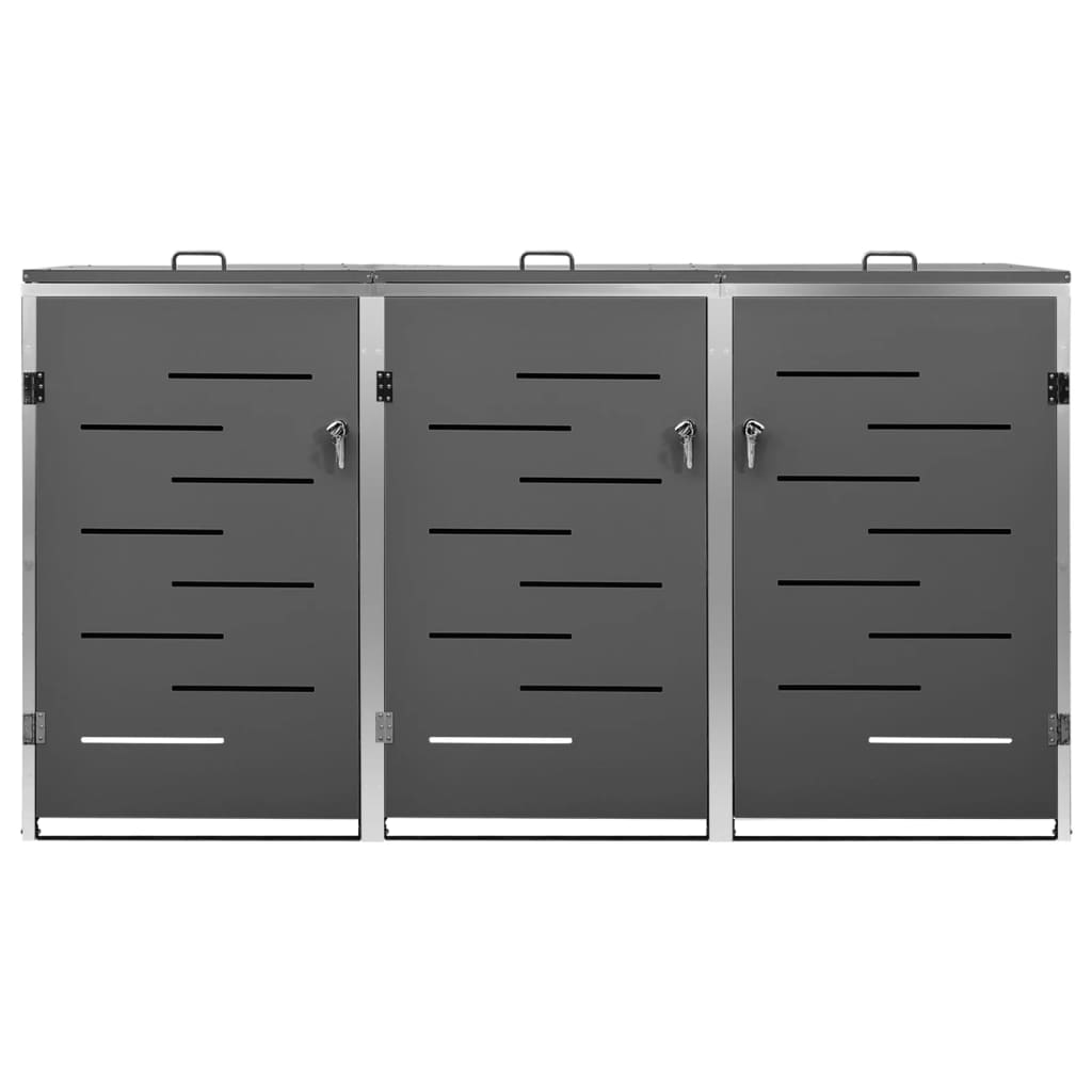 vidaXL Abri pour trois poubelles 207x77,5x112,5 cm Inox