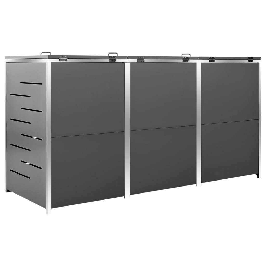 vidaXL Abri pour trois poubelles 207x77,5x112,5 cm Inox
