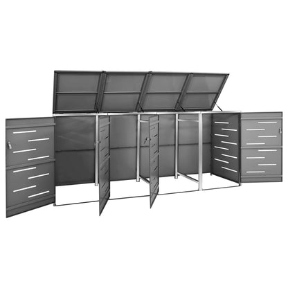 vidaXL Abri pour quatre poubelles 276,5x77,5x112,5 cm Inox