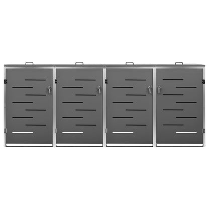 vidaXL Abri pour quatre poubelles 276,5x77,5x112,5 cm Inox