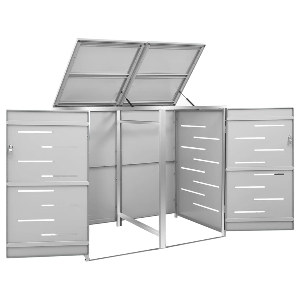 vidaXL Abri pour deux poubelles 138x77,5x112,5 cm Inox