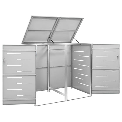 vidaXL Abri pour deux poubelles 138x77,5x112,5 cm Inox
