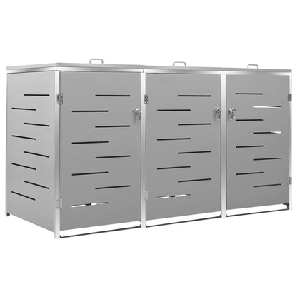 vidaXL Abri pour trois poubelles 207x77,5x112,5 cm Inox