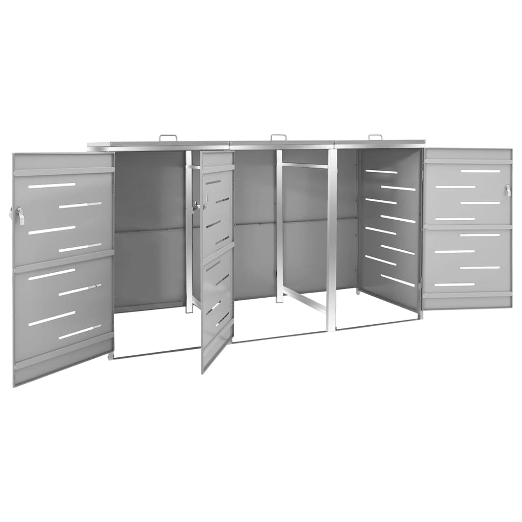 vidaXL Abri pour trois poubelles 207x77,5x112,5 cm Inox
