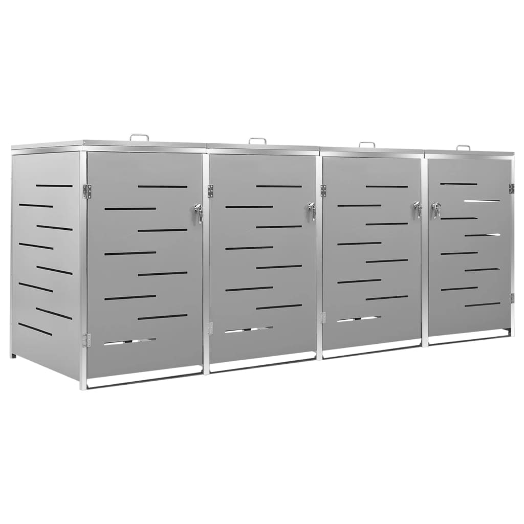 vidaXL Abri pour quatre poubelles 276,5x77,5x112,5 cm Inox